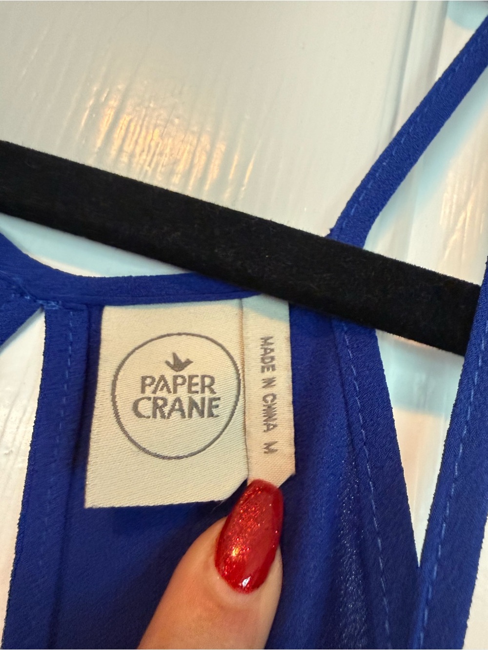 💙 Paper Crane Royal Blue Spaghetti Strap Cami Tank Top Size Medium Summer - Picture 3 of 7